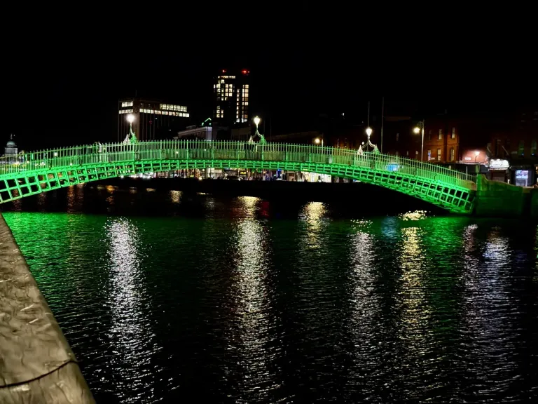 This is the Ha'penny Bridge in the heart of Dublin